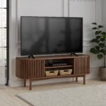 Shorwell Dark Oak 130cm Slatted Small TV Unit - Image 2