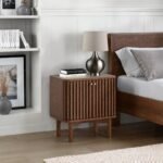 Shorwell Dark Oak Slatted 2 Door Bedside Table - Image 2