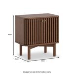 Shorwell Dark Oak Slatted 2 Door Bedside Table - Image 3