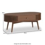 Shorwell Dark Oak Slatted Oval 1 Drawer Coffee Table - Image 3