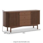 Shorwell Dark Oak Slatted 3 Drawer Sideboard - Image 3
