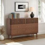 Shorwell Dark Oak Slatted 6 Drawer Chest - Image 2