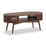 Shorwell Dark Oak Slatted Open Shelf Oval Coffee Table