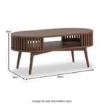 Shorwell Dark Oak Slatted Open Shelf Oval Coffee Table - Image 3
