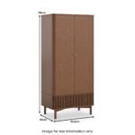 Shorwell Dark Oak Slatted Double Wardrobe with Drawer - Image 3