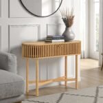 Shorwell Oak Slatted Oval Console Table - Image 2
