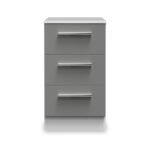 Blakely Grey and White 3 Drawer Bedside Cabinet - Image 4