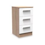 Blakely White & Light Oak 3 Drawer Bedside Cabinet