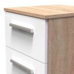 Blakely White & Light Oak 3 Drawer Bedside Cabinet - Image 3