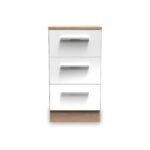 Blakely White & Light Oak 3 Drawer Bedside Cabinet - Image 2