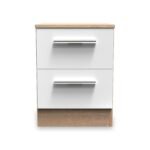 Blakely White & Light Oak 2 Drawer Bedside Cabinet - Image 2