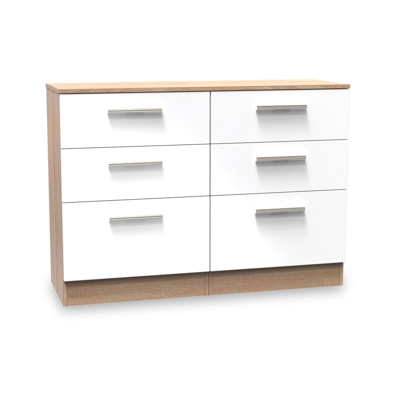 RFCTR015WGB-Blakely-White-Oak-6-Drawer-Wide-Chest-Angle1 Blakely White & Light Oak 6 Drawer Wide Chest - Image 1