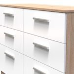Blakely White & Light Oak 6 Drawer Wide Chest - Image 4