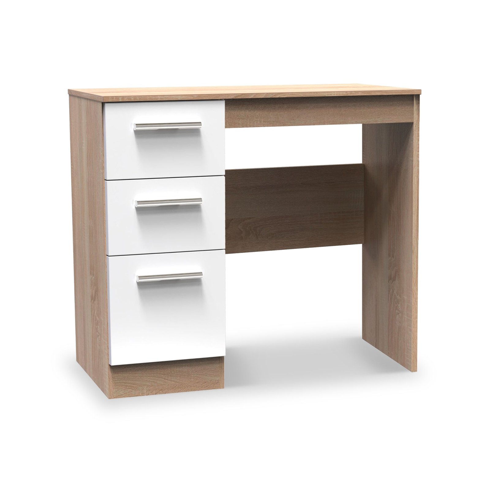 RFCTR031WGB-Blakely-White-Oak-3-Drawer-Dressing-Table-Angle1_ba7fc4c1-aa73-421e-9c82-d3c1b10e10b0 Blakely White & Light Oak 3 Drawer Dressing Table - Image 1