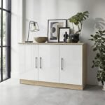 Blakely White & Light Oak 3 Door Sideboard - Image 2