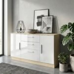 Blakely White & Light Oak 2 Door 3 Drawer Sideboard - Image 2