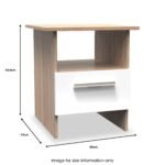 Blakely White & Light Oak 1 Drawer Lamp Table - Image 6