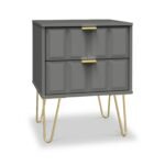 Harlow 2 Drawer Bedside with Gold Hairpin Legs
