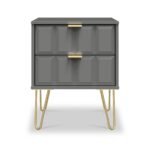 Harlow 2 Drawer Bedside with Gold Hairpin Legs - Image 3