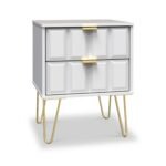 Harlow 2 Drawer Bedside with Gold Hairpin Legs - Image 4