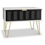 Harlow 1 Drawer Side Table with Gold Hairpin Legs - Image 3