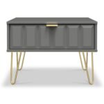 Harlow 1 Drawer Side Table with Gold Hairpin Legs - Image 2