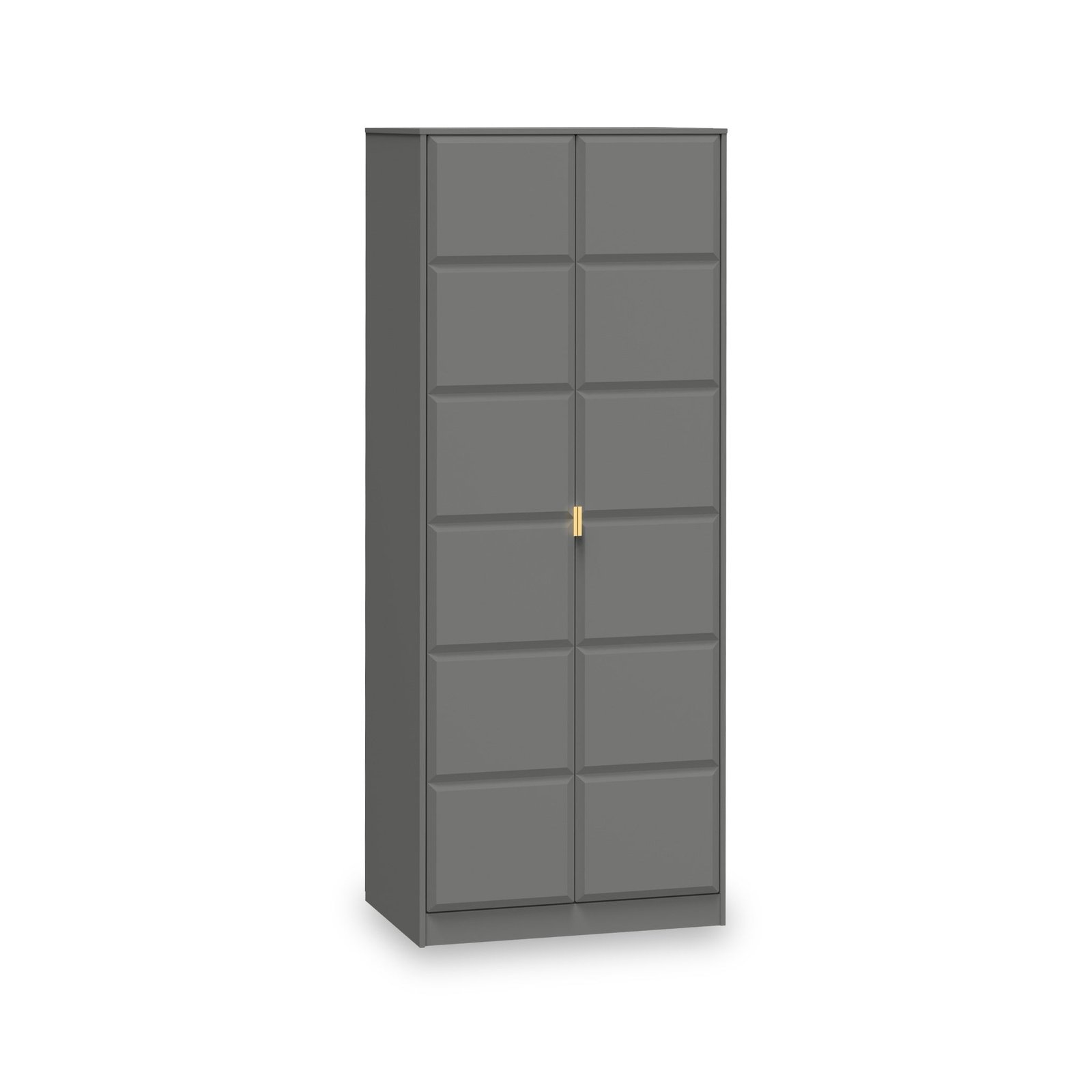 RFCUF080DGDG-Harlow-Grey-2-Door-Wardrobe-Angle1 Harlow 2 Door Panelled Wardrobe - Image 1
