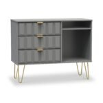 Harlow 3 Drawer TV Unit with Gold Hairpin Legs