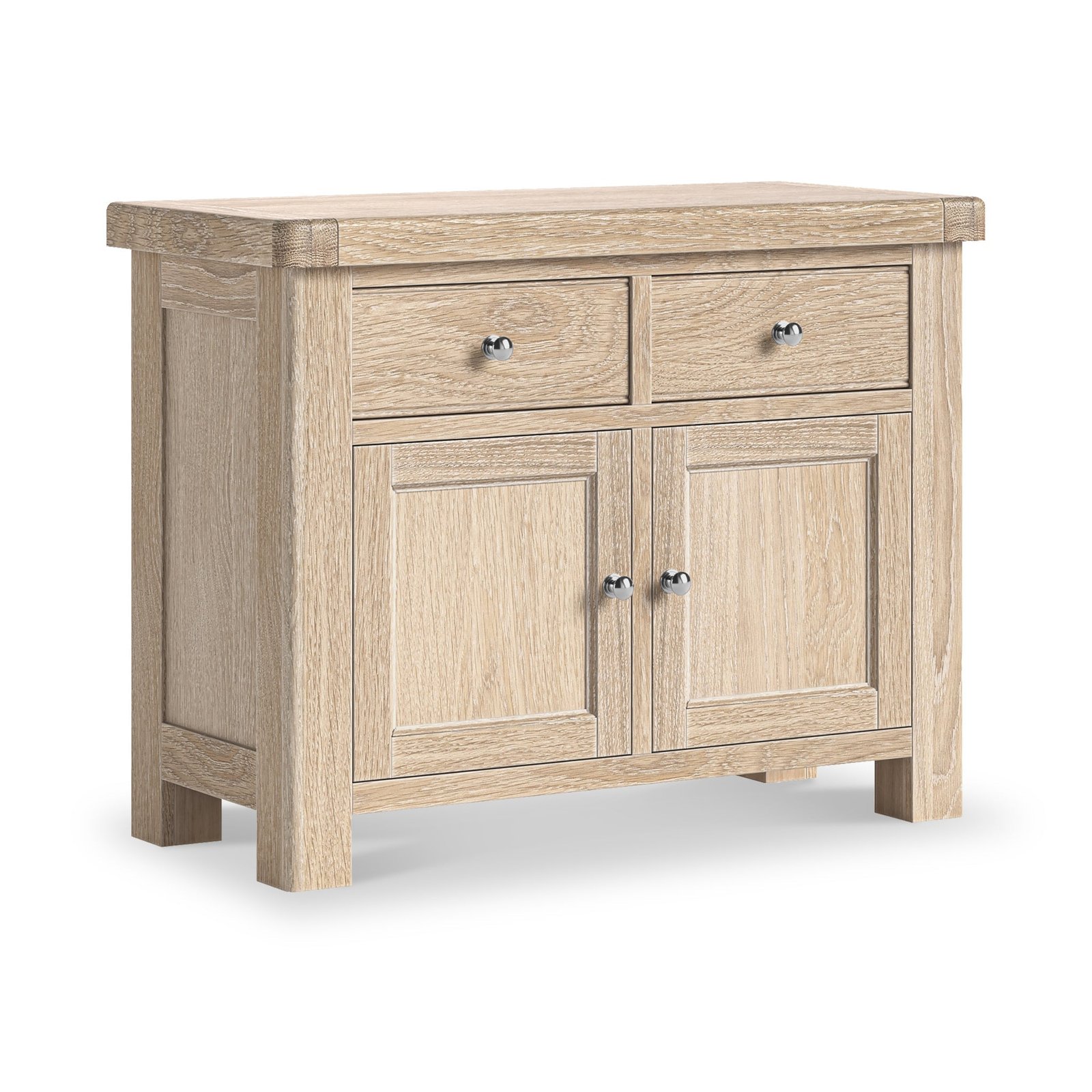 RFCX10198-Portland-Washed-Oak-Small-Sideboard-Angle1 Portland Washed Oak Small Sideboard - Image 1