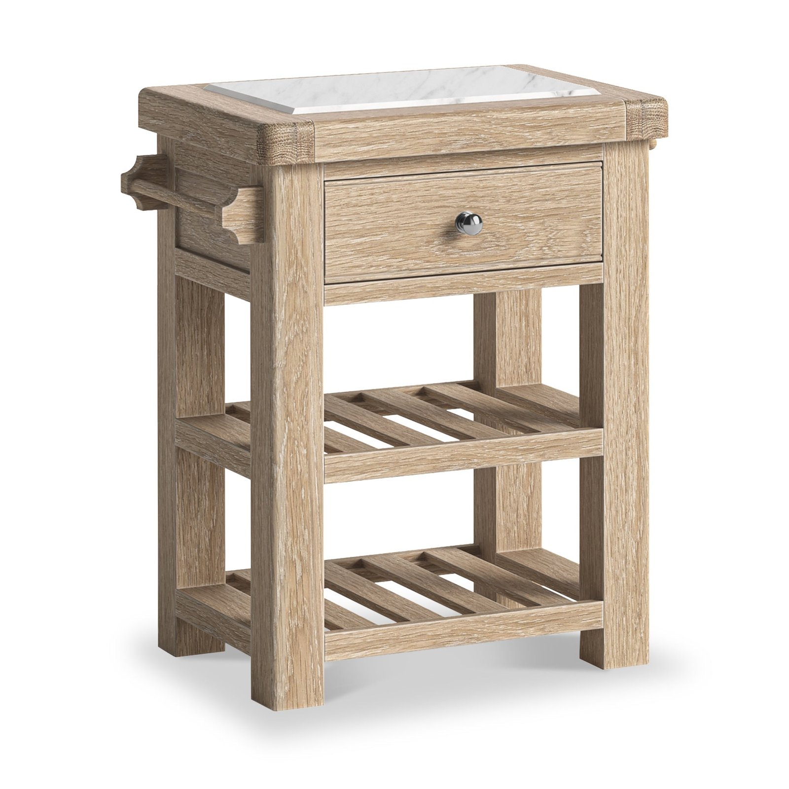 RFCX10229-Portland-Washed-Oak-Small-Kitchen-Island-Angle1 Portland Washed Oak Small Kitchen Island - Image 1