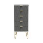 Geo 5 Drawer Tallboy with Gold Hairpin Legs