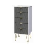 Geo 5 Drawer Tallboy with Gold Hairpin Legs - Image 2
