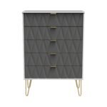 Geo 5 Drawer Chest with Gold Hairpin Legs - Image 2