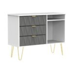 Geo 3 Drawer TV Unit with Gold Hairpin Legs
