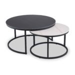 Tora Sintered Stone Round Coffee Table Set
