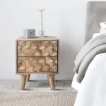 Enzo Geometric Mango Wood 2 Drawer Bedside - Image 2