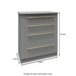 Bramham Grey 4 Drawer Deep Chest - Image 6
