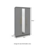 Bramham Grey 3 Door Mirror Wardrobe - Image 6