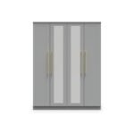 Bramham Grey Tall 4 Door 2 Mirror Wardrobe - Image 2