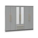 Bramham Grey Tall 6 Door 2 Mirror Wardrobe