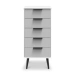 Asher White 5 Drawer Tallboy with Black Legs - Image 5