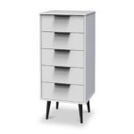Asher White 5 Drawer Tallboy with Black Legs - Image 3