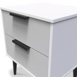 Asher White 2 Drawer Bedside Table with Black Legs - Image 4