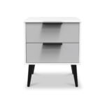 Asher White 2 Drawer Bedside Table with Black Legs - Image 3