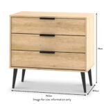 Asher Light Oak 3 Drawer Chest with Black Legs - Image 5