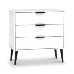 Asher White 3 Drawer Chest with Black Legs - Image 4