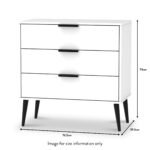 Asher White 3 Drawer Chest with Black Legs - Image 6