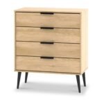 Asher Light Oak 4 Drawer Chest with Black Legs - Image 2