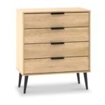 Asher Light Oak 4 Drawer Chest with Black Legs