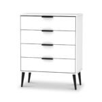 Asher White 4 Drawer Chest with Black Legs - Image 3